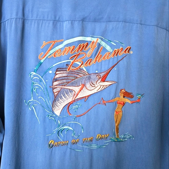 Vintage Tommy Bahama Summer 2000 Camp Collection 100% Silk Embroidered Shirt MED - Picture 1 of 8